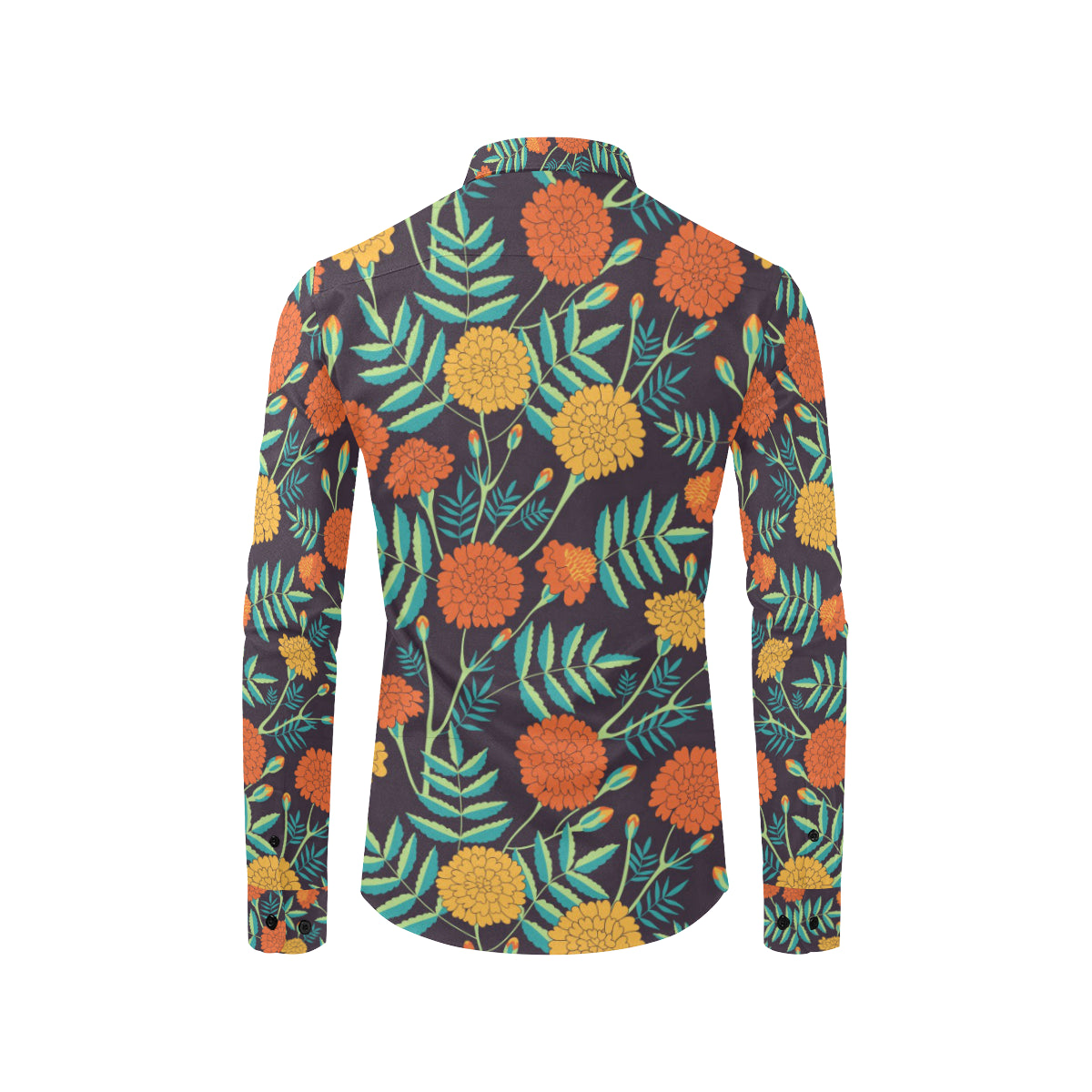 Marigold Pattern Print Design MR01 Men's Long Sleeve Shirt