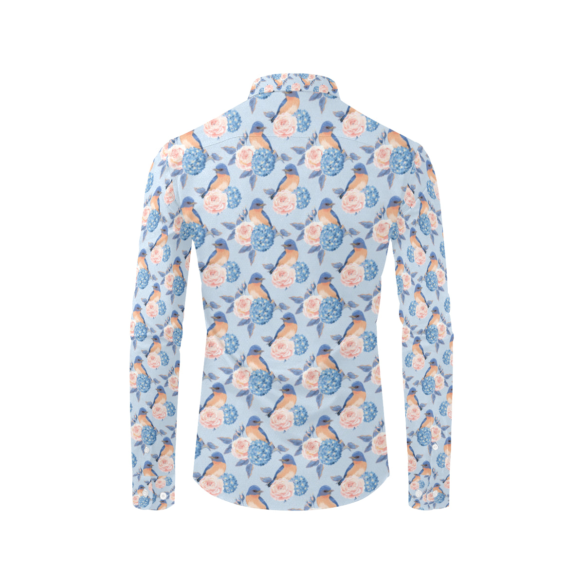 Bluebird Pattern Print Design 01 Men's Long Sleeve Shirt