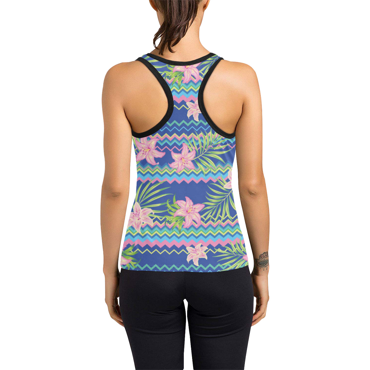 Lily Pattern Print Design LY015 Women's Racerback Tank Top