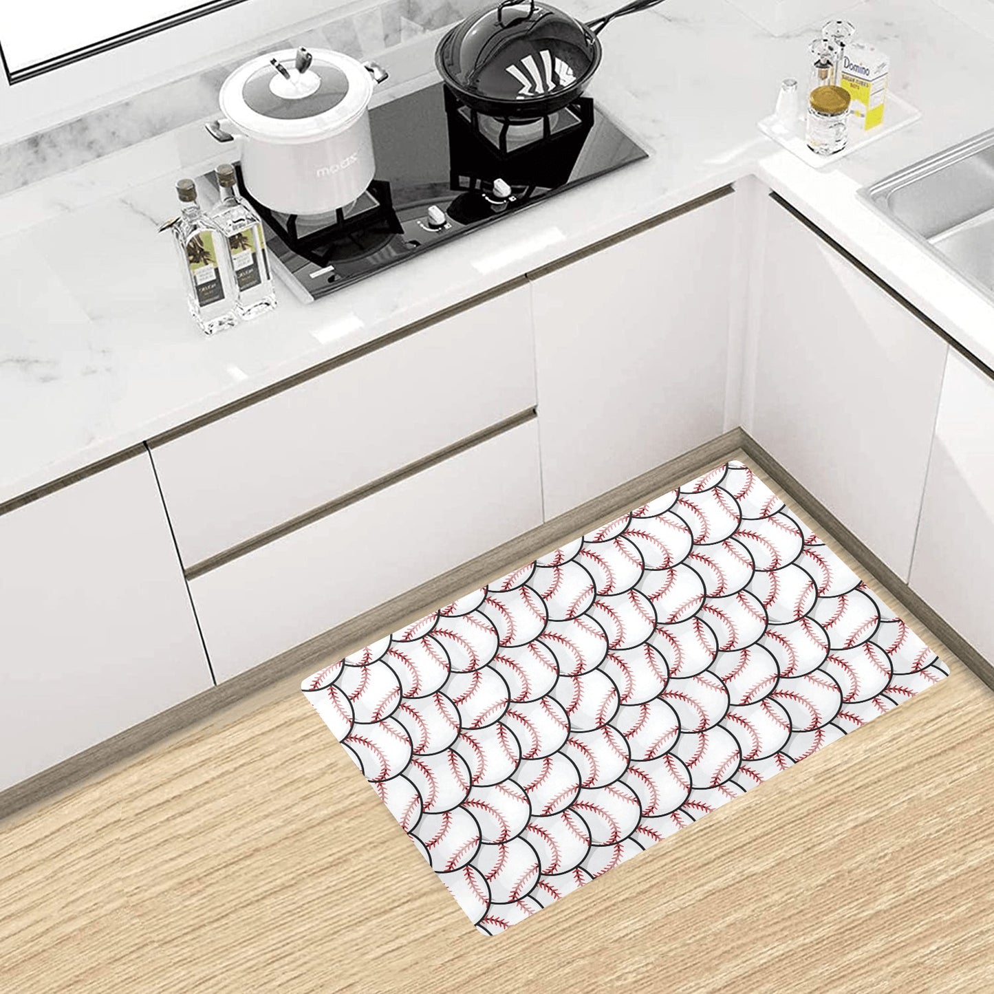 Baseball Pattern Kitchen Mat