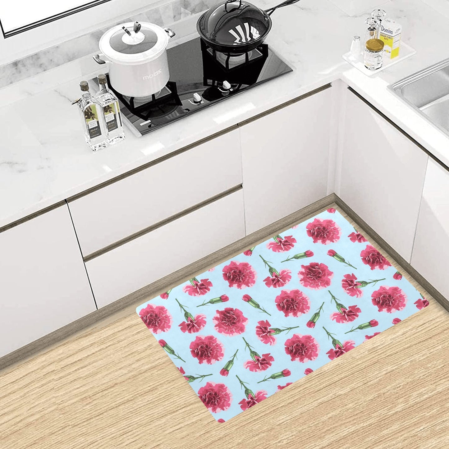 Carnations Pattern Print Design CN01 Kitchen Mat