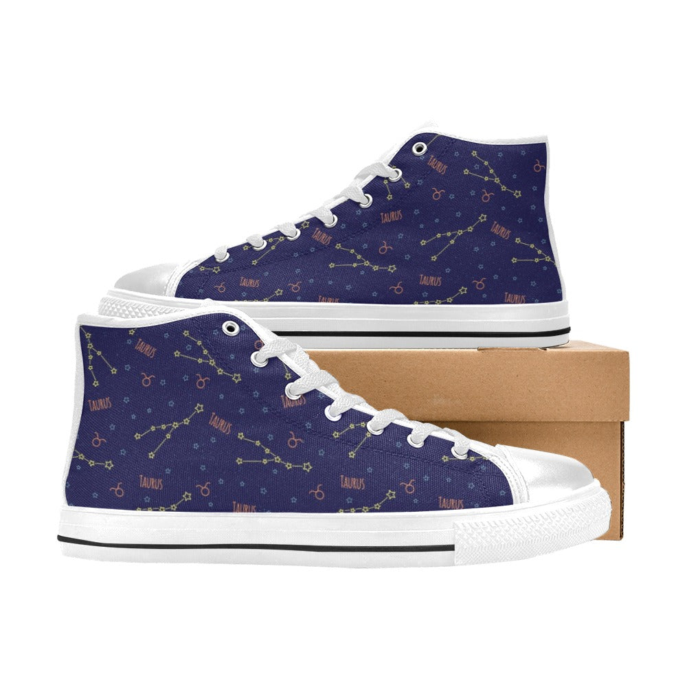 Taurus Print Design LKS301 High Top Women's White Shoes