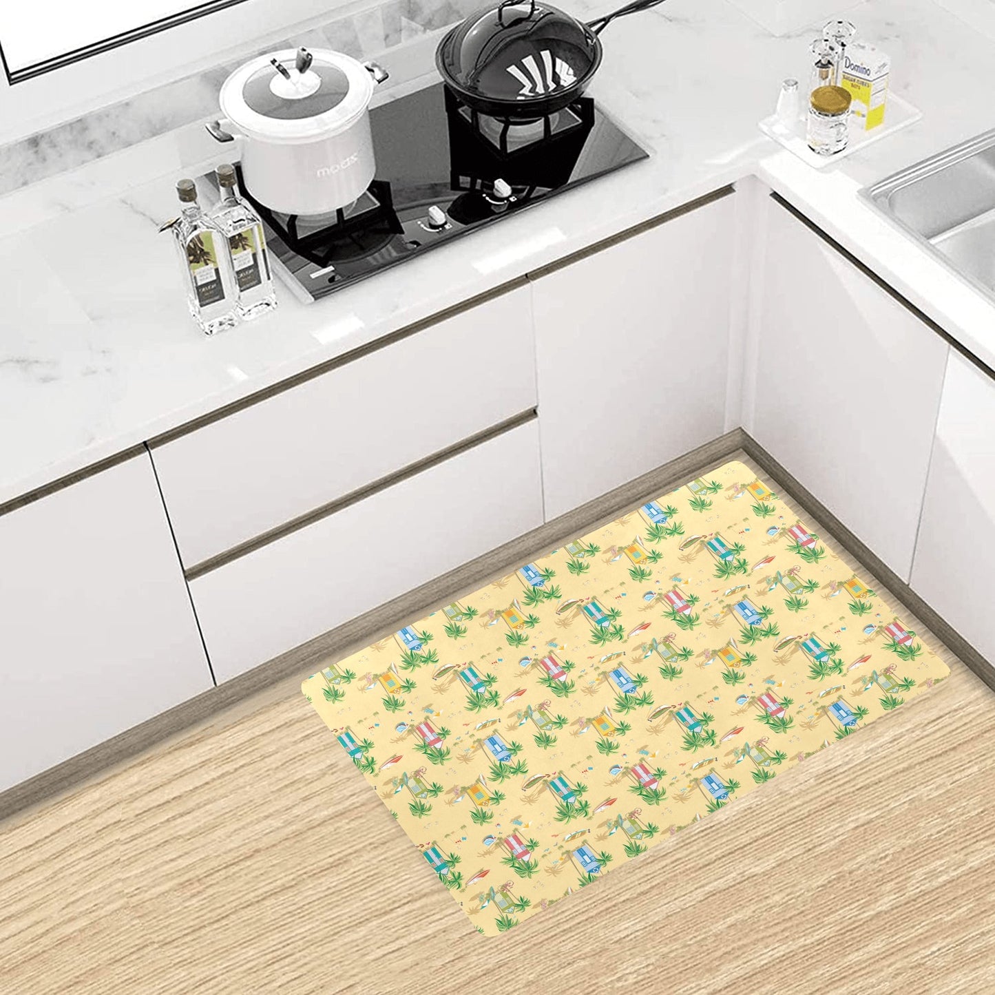 Beach Themed Pattern Print Design 01 Kitchen Mat