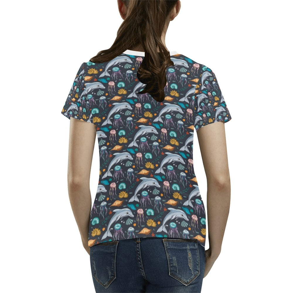 Underwater Dolphin Print Design LKS304 Women's T-shirt