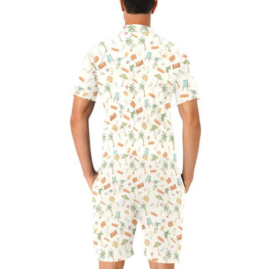 Beach Themed Pattern Print Design 05 Men's Romper