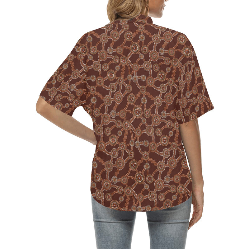 Aboriginal Pattern Print Design 03 Women's Hawaiian Shirt