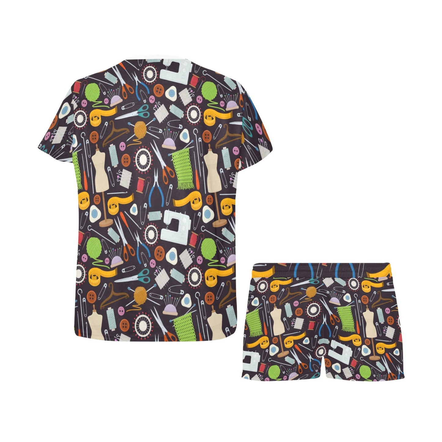 Sewing Equipment Print Design LKS308 Women's Short Pajama Set