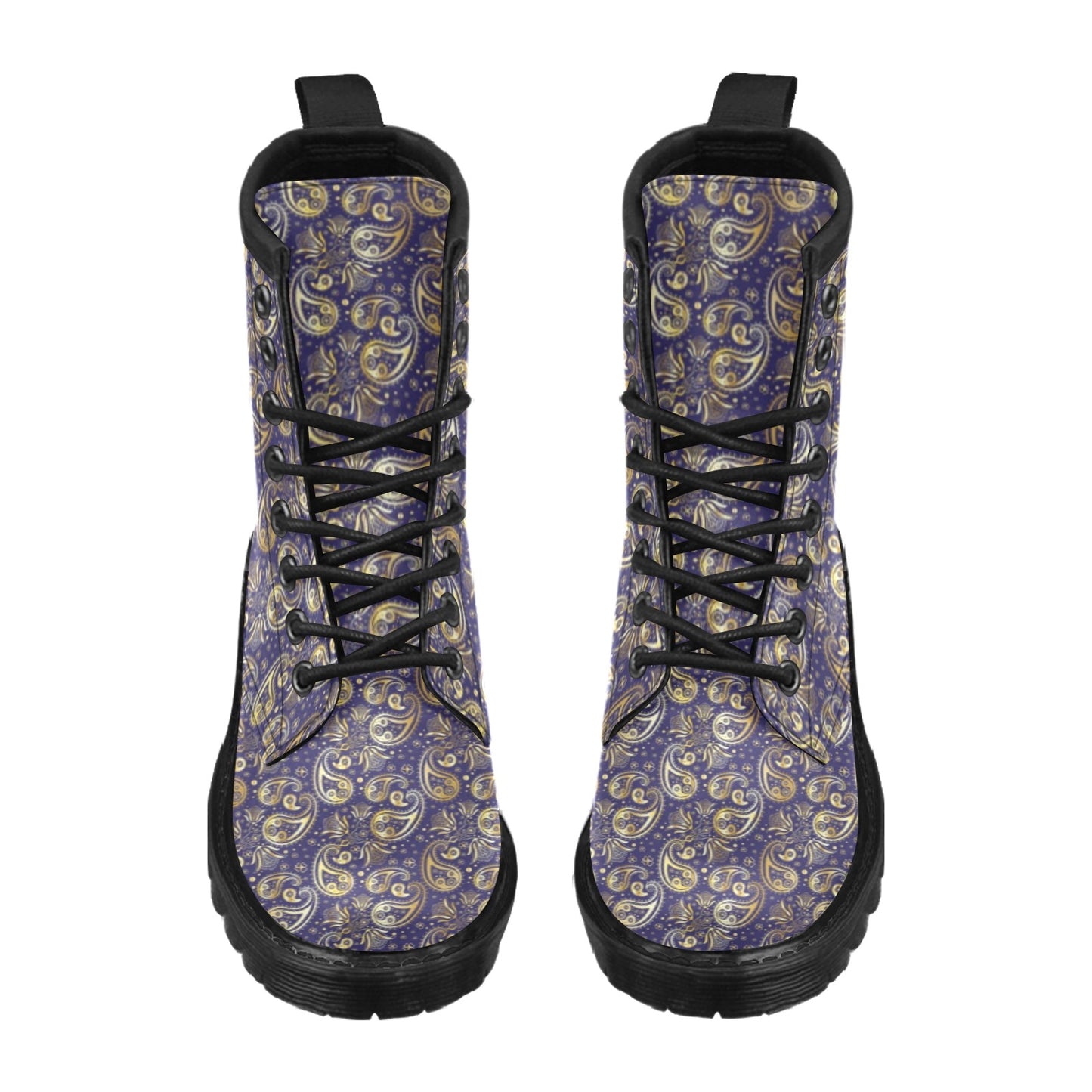 Paisley Blue Yellow Design Print Women's Boots