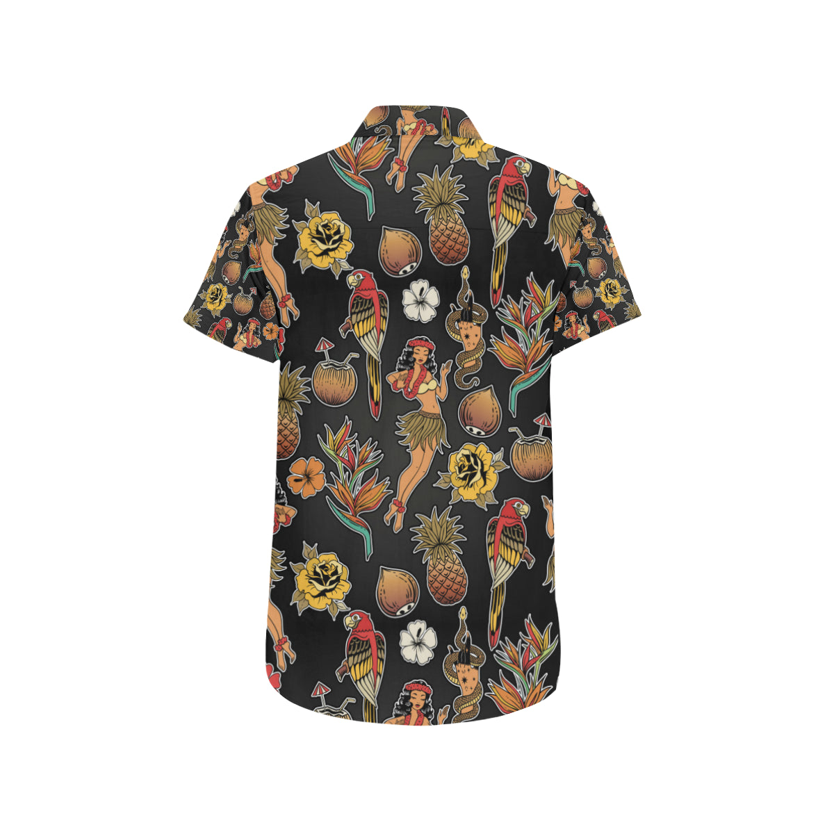 Hula Dancers Hawaiian Style Pattern Print Design 0 Men's Short Sleeve Button Up Shirt