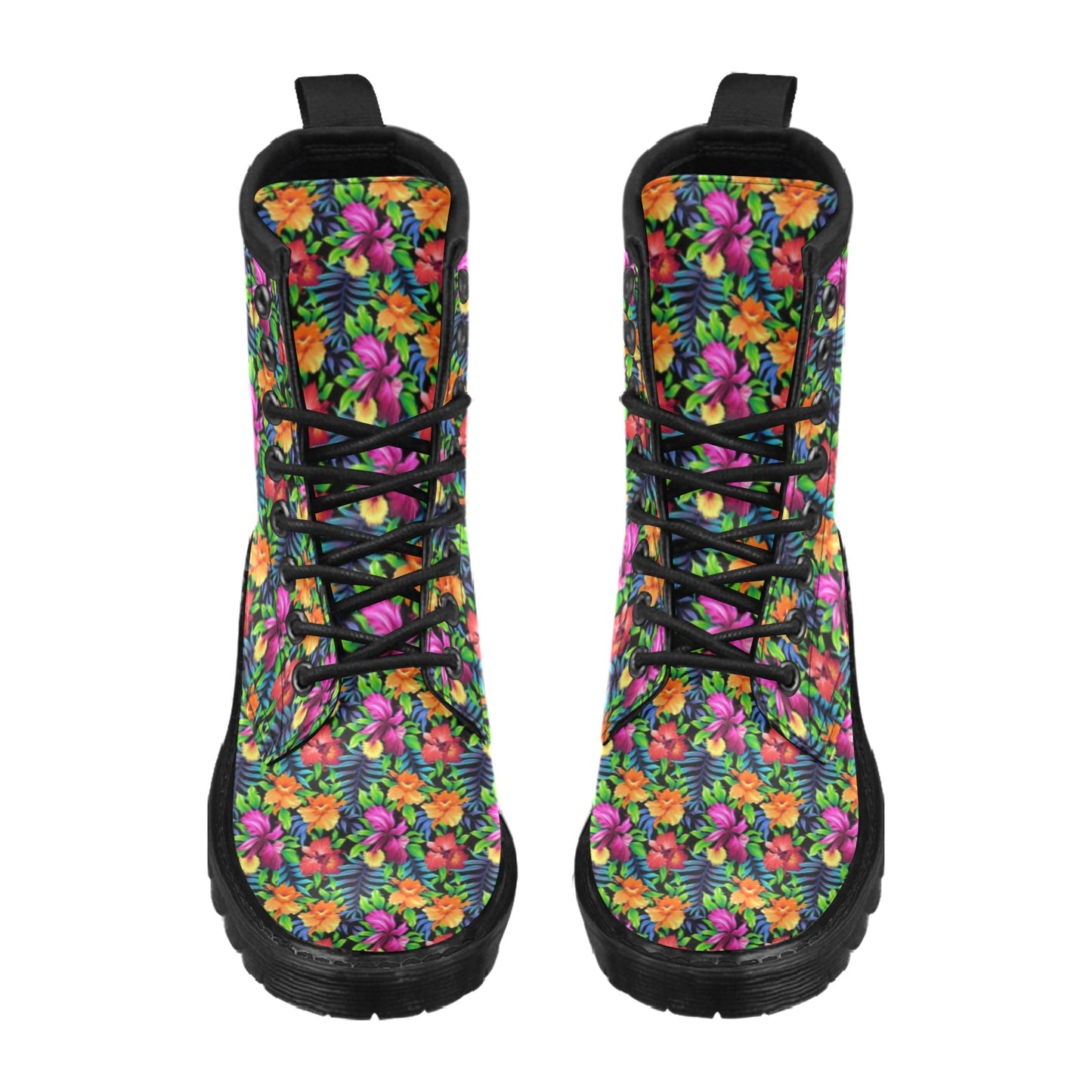 Tropical Folower Colorful Print Women's Boots