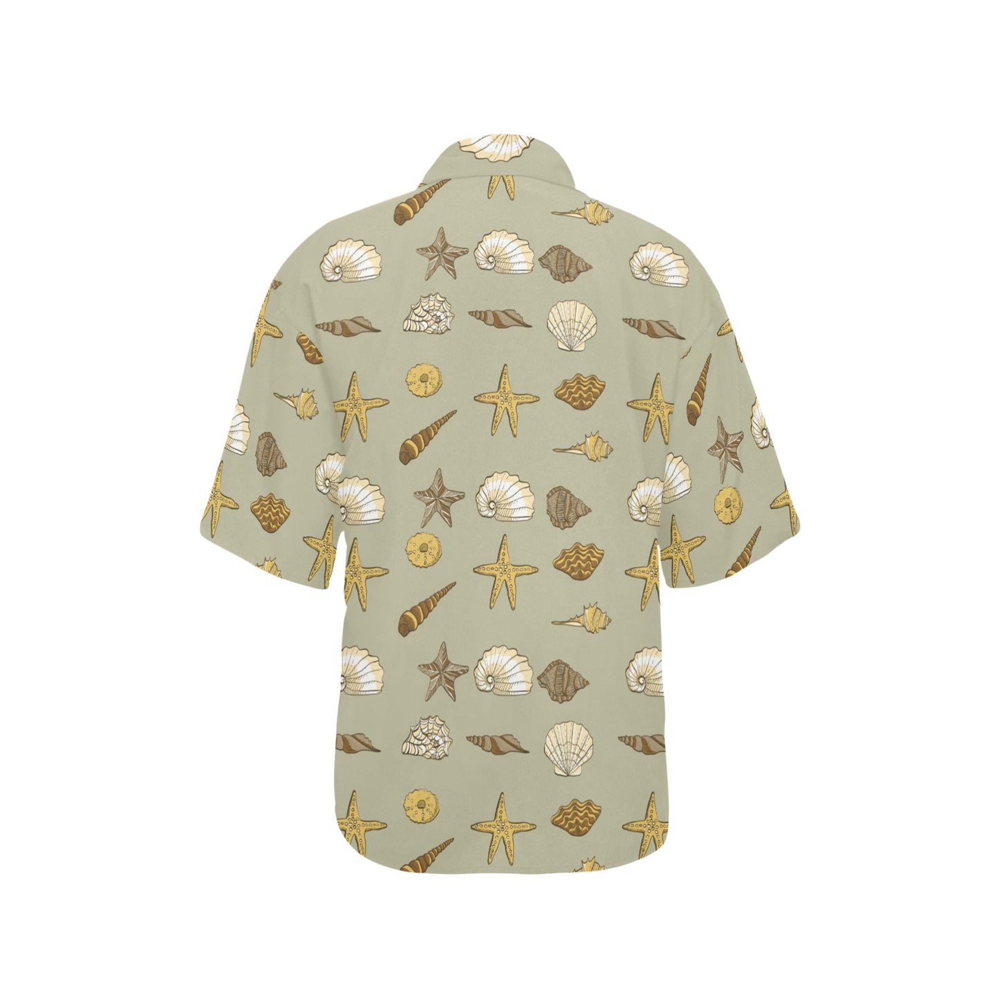 Seashell Beach Print Design LKS303 Women's Hawaiian Shirt