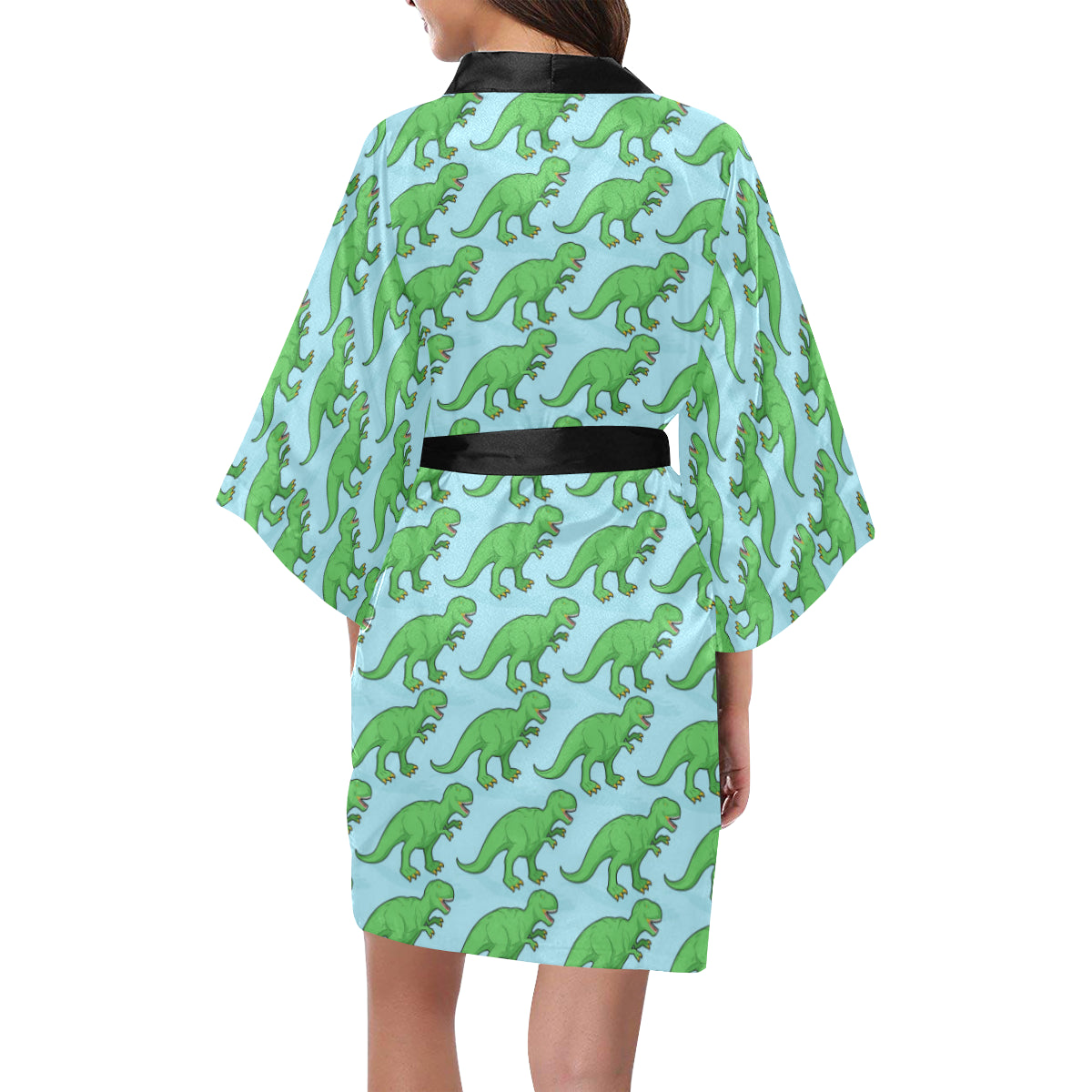 T Rex Pattern Print Design A01 Women's Short Kimono
