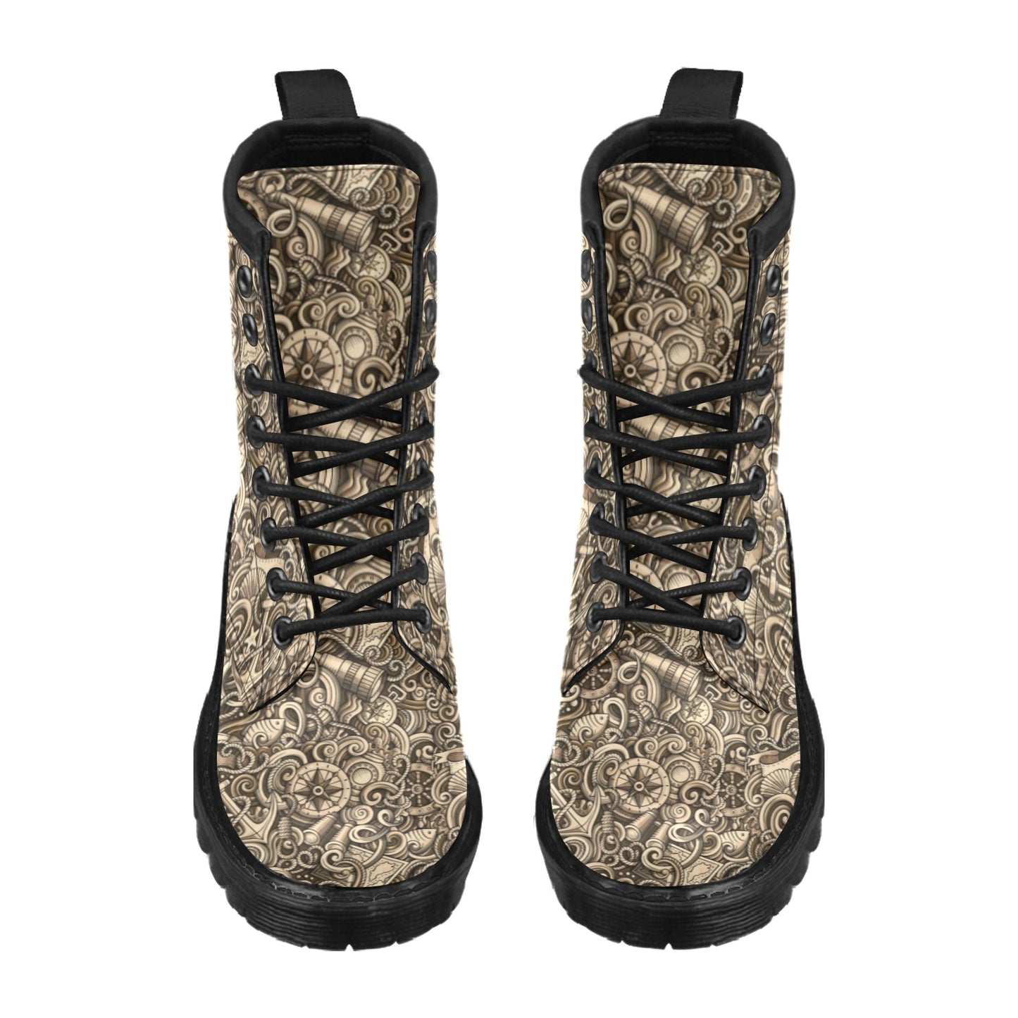 Nautical Tattoo Design Themed Print Women's Boots
