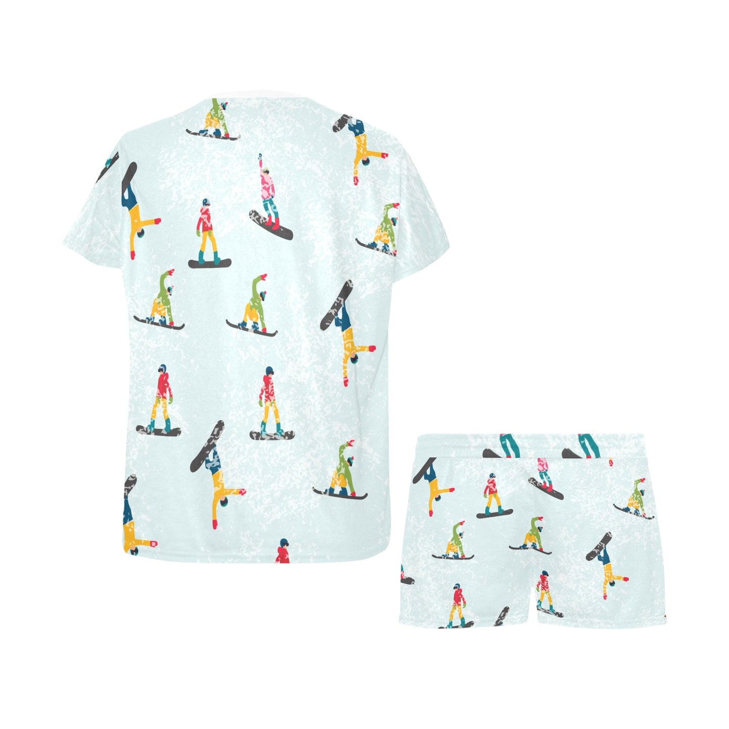 Snowboard Print Design LKS304 Women's Short Pajama Set
