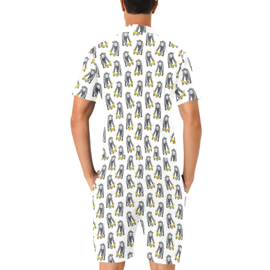Chimpanzee Pattern Print Design 05 Men's Romper