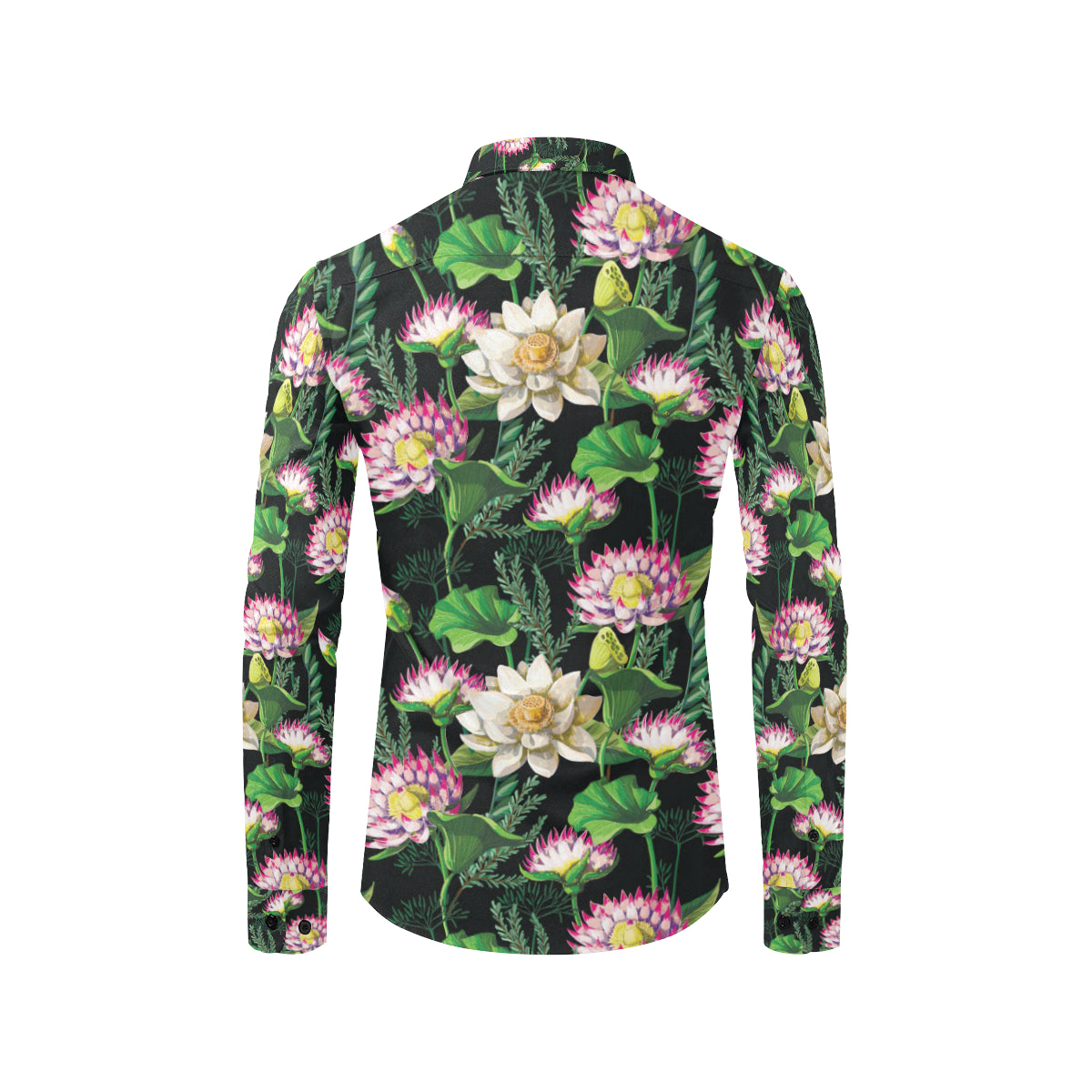 Water Lily Pattern Print Design WL010 Men's Long Sleeve Shirt