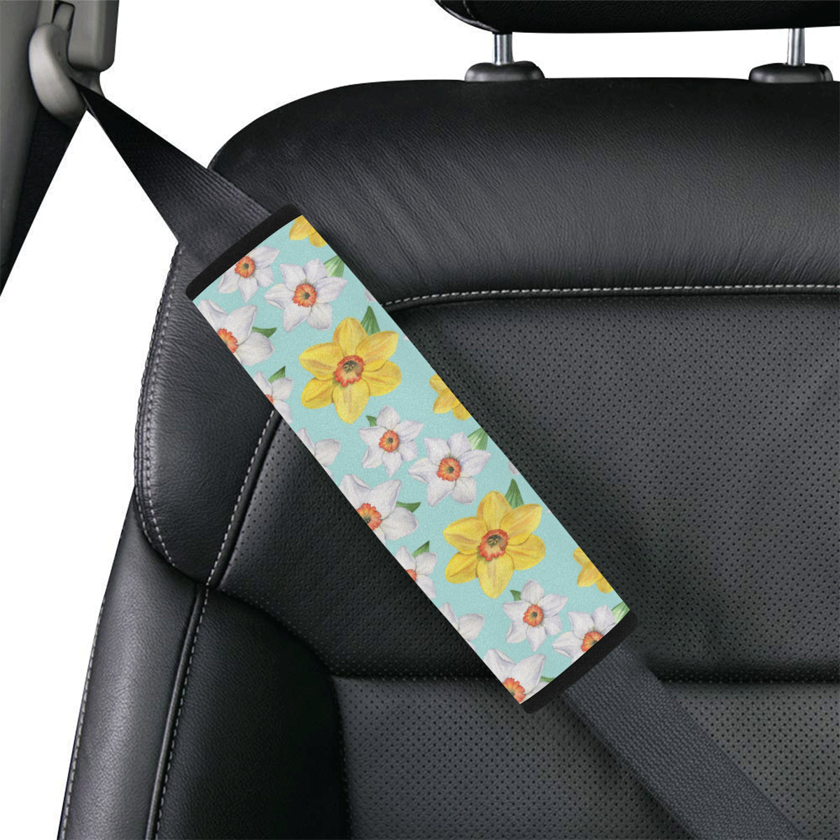 Daffodils Pattern Print Design DF07 Car Seat Belt Cover