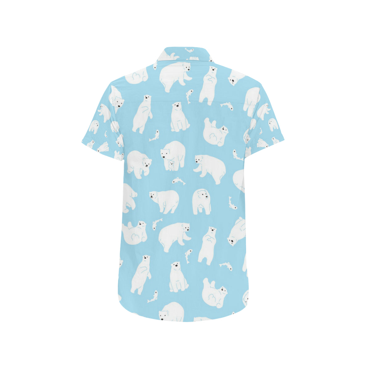 Polar Bear Pattern Print Design PB01 Men's Short Sleeve Button Up Shirt