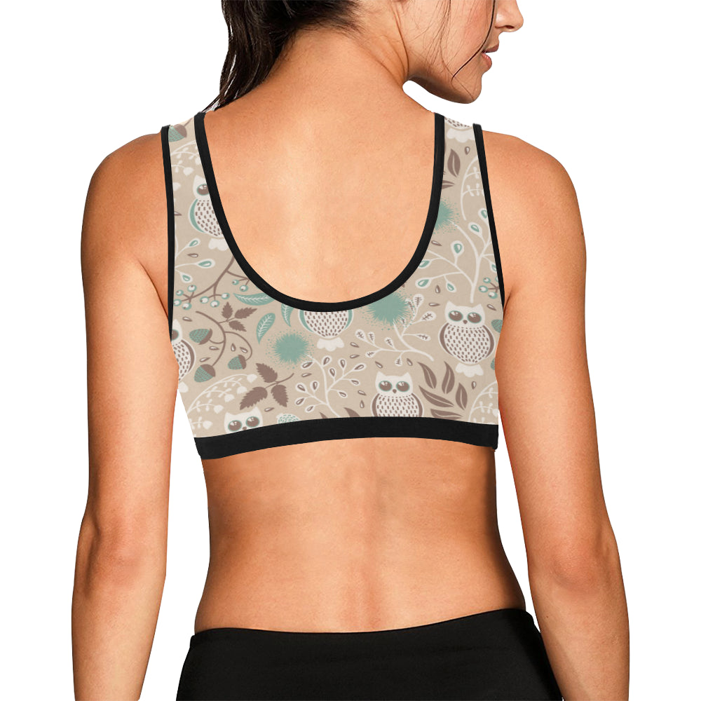Owl Pattern Print Design A02 Sports Bra