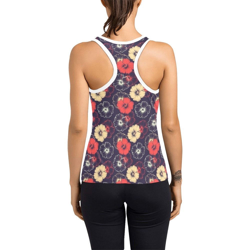 Tropical Flower Print Design LKS302 Women's Racerback Tank Top