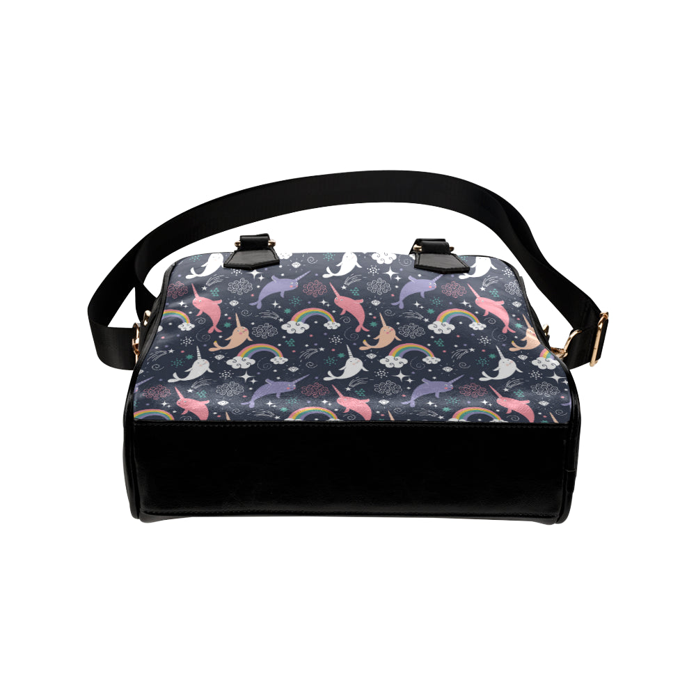 Narwhal Pattern Print Design 01 Shoulder Handbag