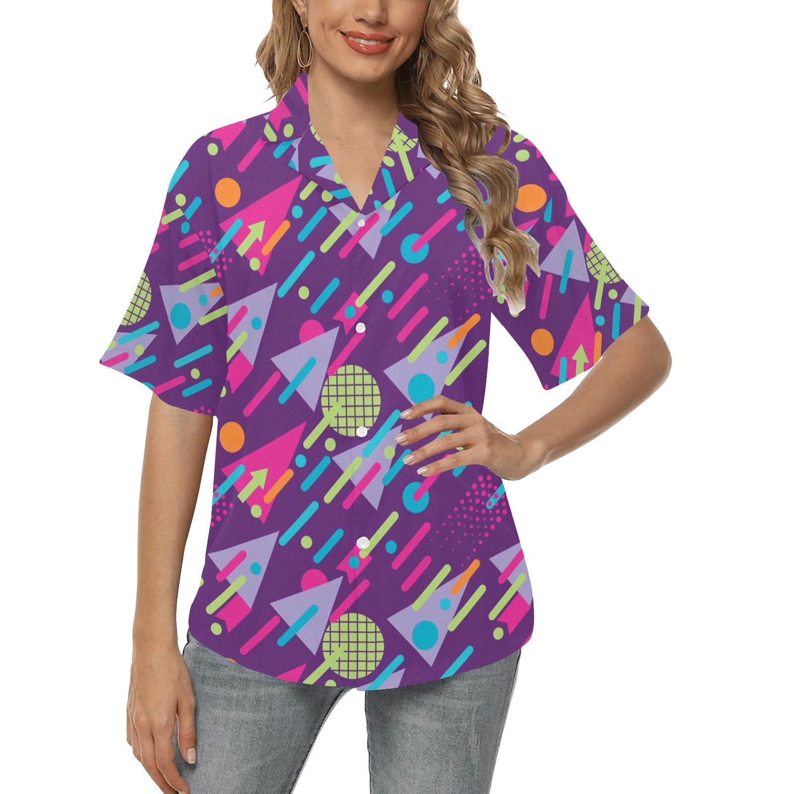 90s Pattern Print Design 4 Women's Hawaiian Shirt