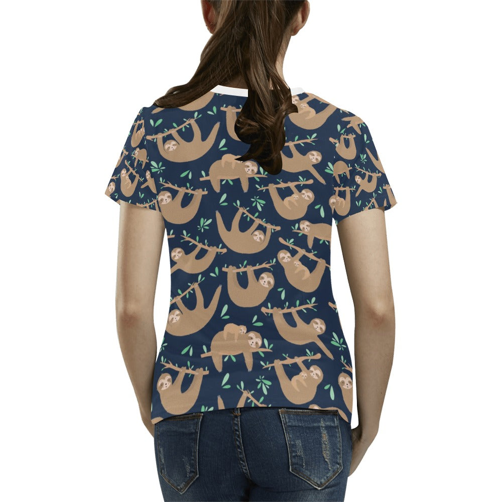 Sloth Print Design LKS307 Women's T-shirt
