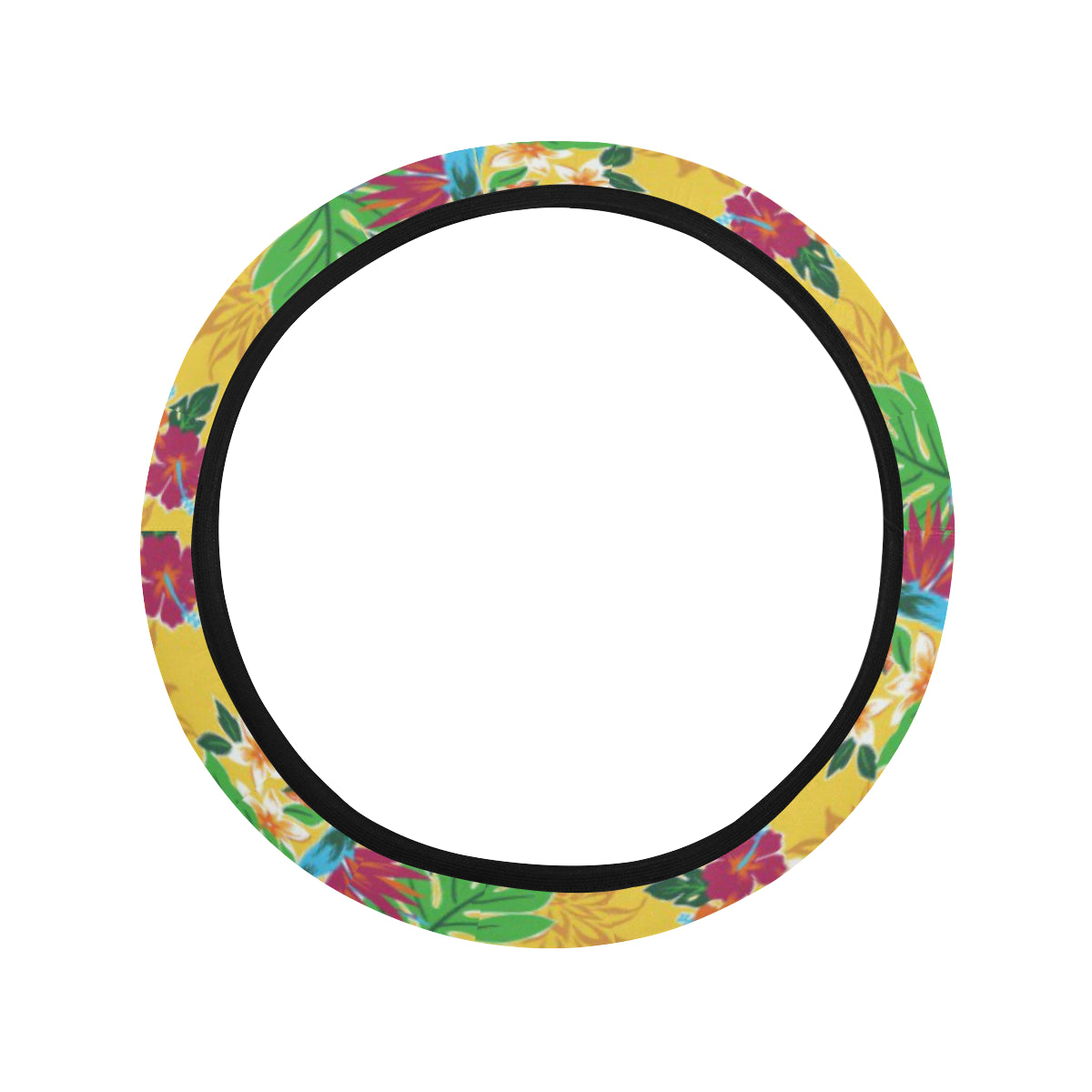 Hawaiian Themed Pattern Print Design H09 Steering Wheel Cover with Elastic Edge