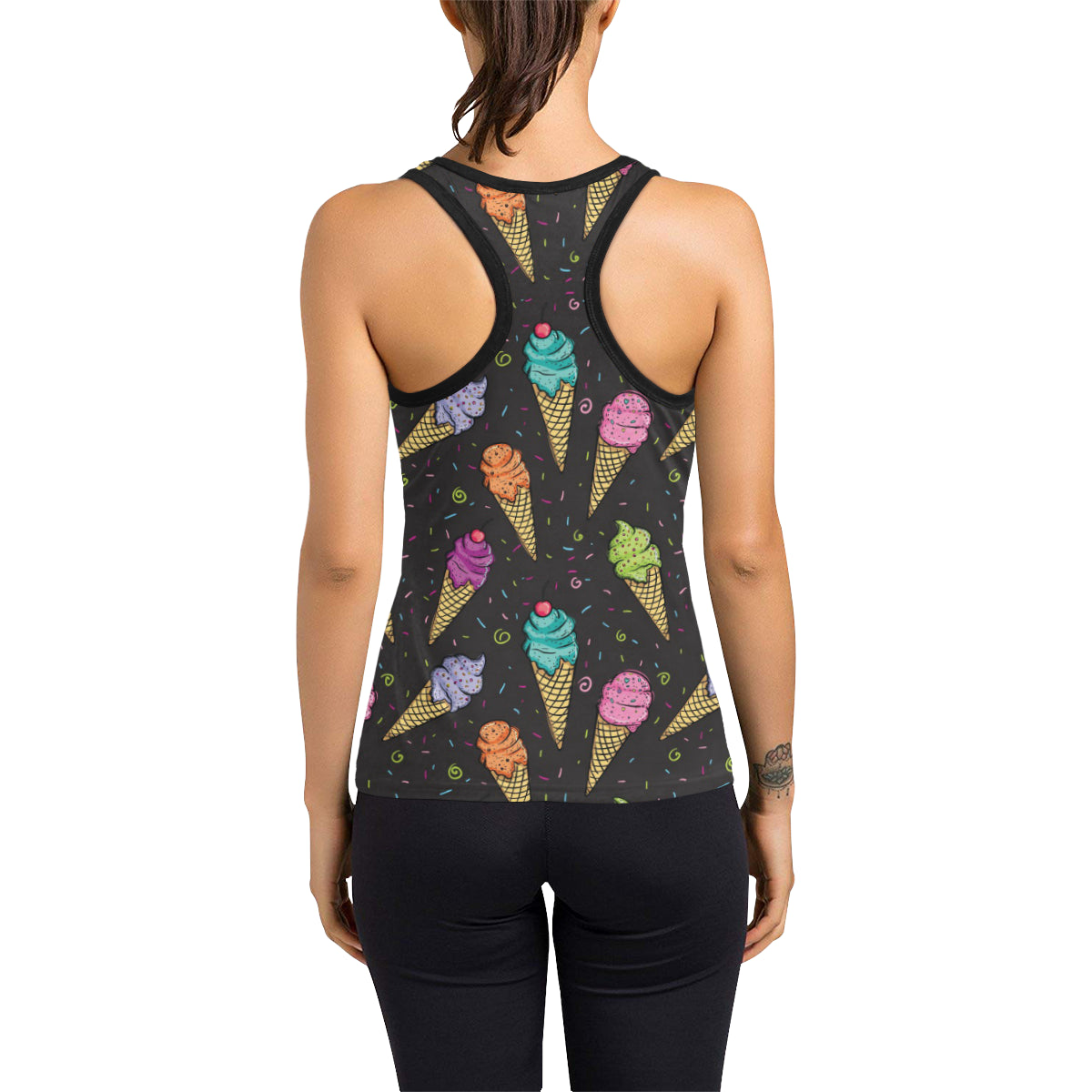 Ice Cream Pattern Print Design IC06 Women's Racerback Tank Top