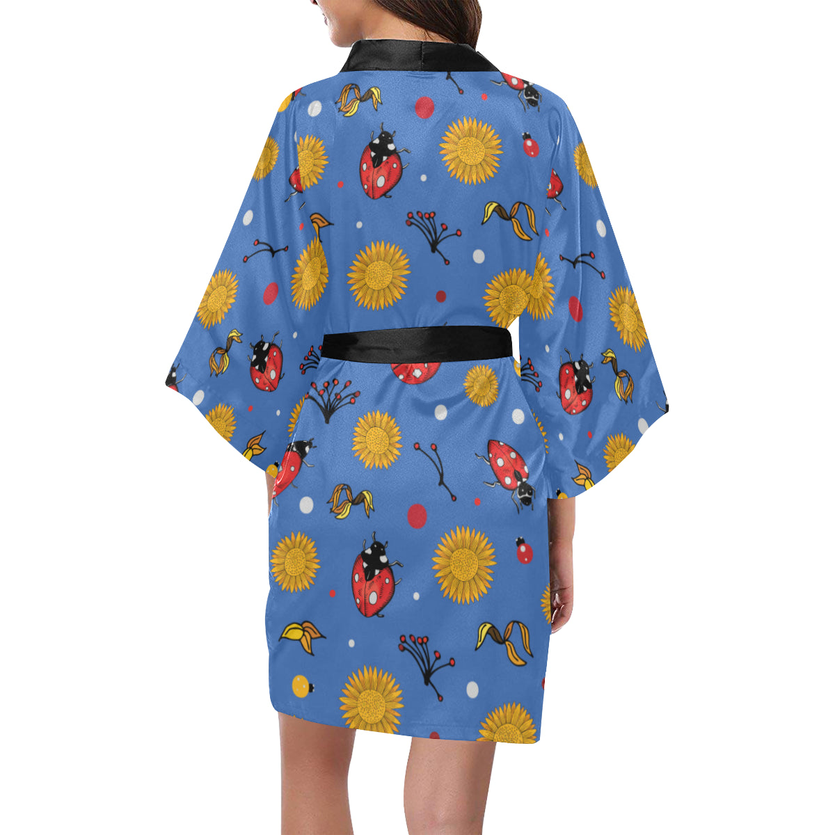 Ladybug Pattern Print Design 05 Women's Short Kimono