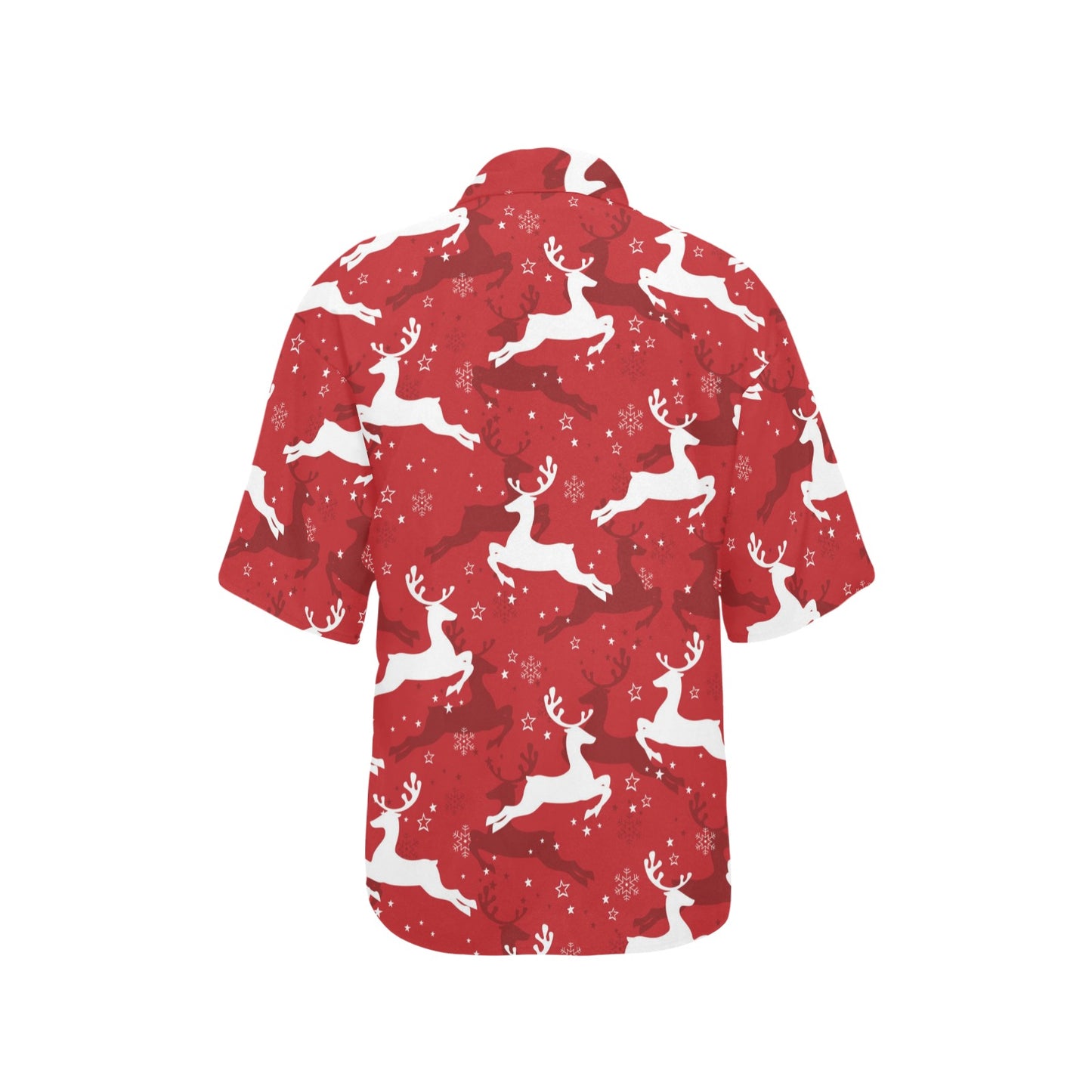 Reindeer Red Pattern Print Design 01 Women's Hawaiian Shirt