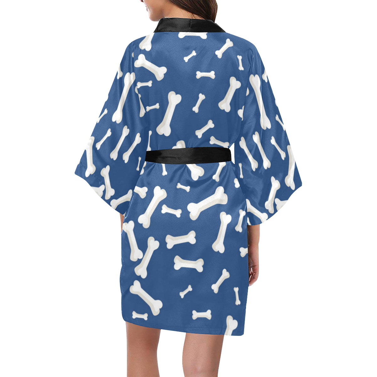 Dog Bone Pattern Print Design 03 Women's Short Kimono