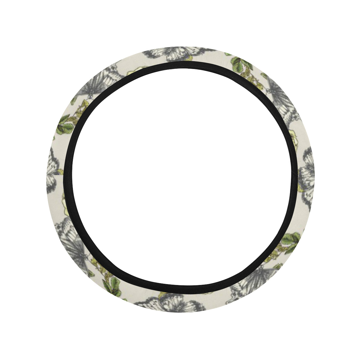 Butterfly Flower Pattern Print Design 06 Steering Wheel Cover with Elastic Edge