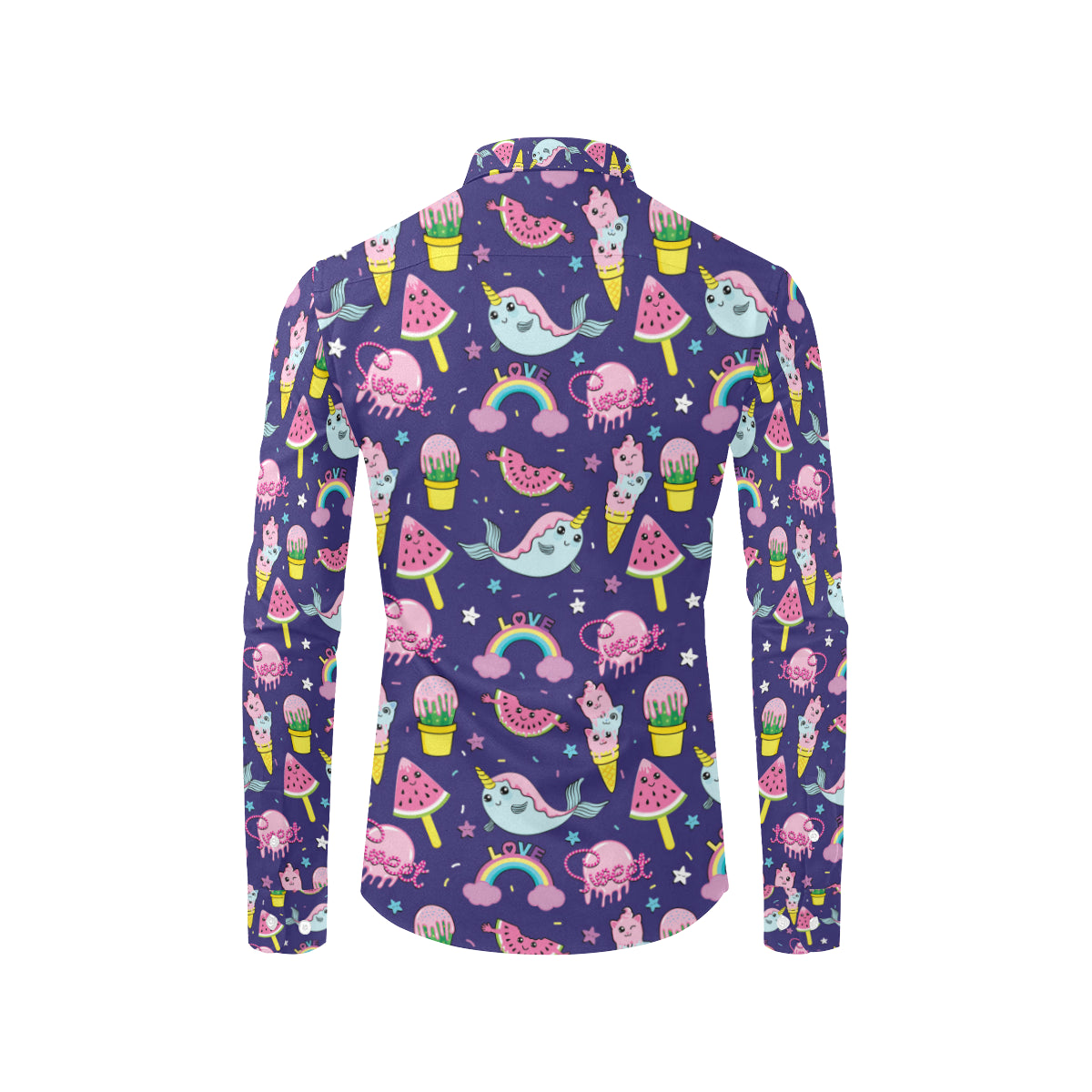 Narwhal Cute Pattern Print Design 02 Men's Long Sleeve Shirt