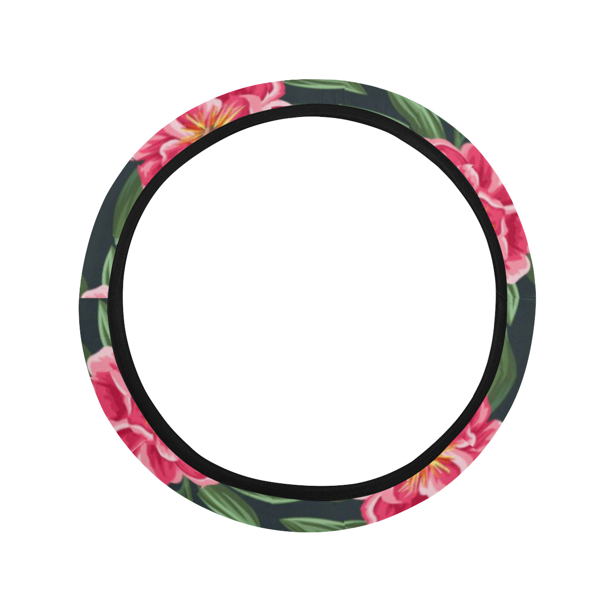 Summer Floral Pattern Print Design SF06 Steering Wheel Cover with Elastic Edge