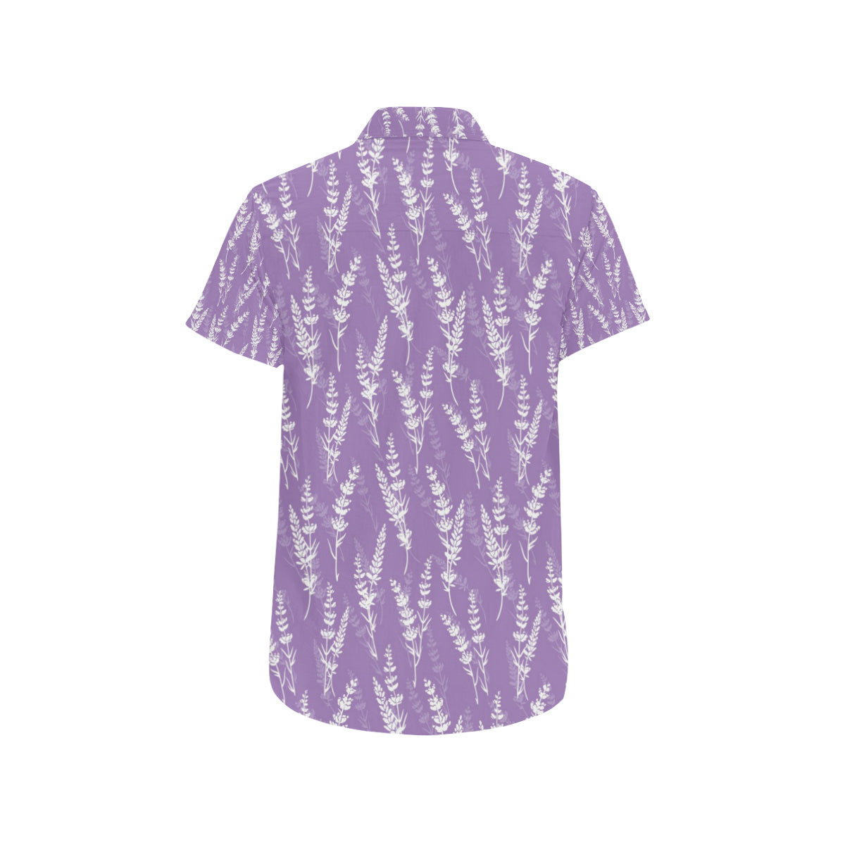 Lavender Pattern Print Design LV08 Men's Short Sleeve Button Up Shirt