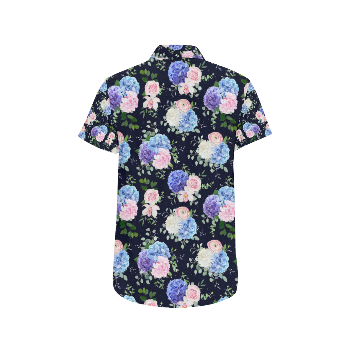Hydrangea Pattern Print Design HD01 Men's Short Sleeve Button Up Shirt