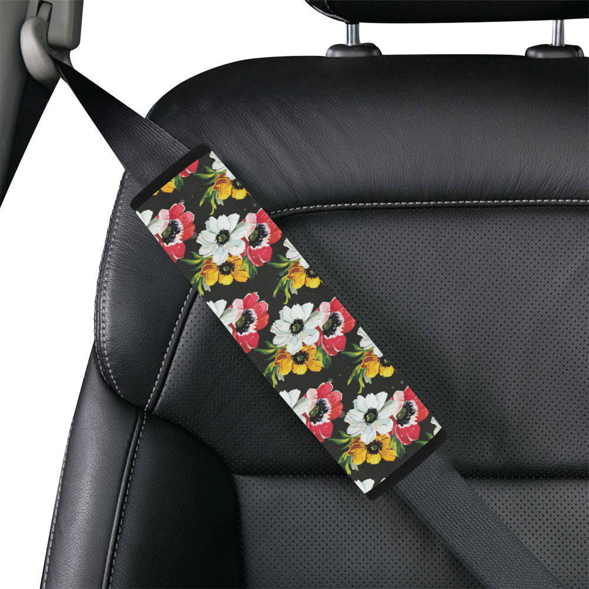 Anemone Pattern Print Design AM07 Car Seat Belt Cover