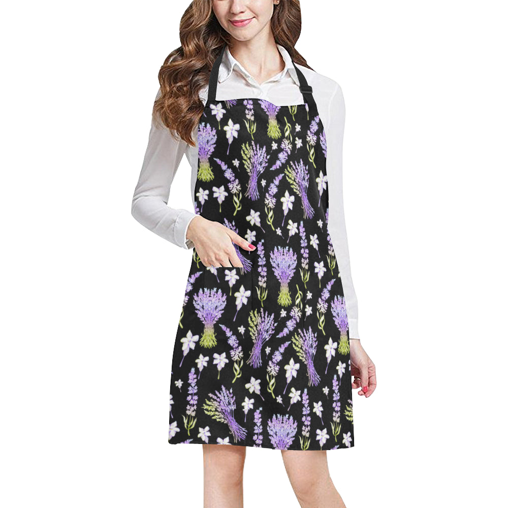 Lavender Pattern Print Design LV04 Apron with Pocket