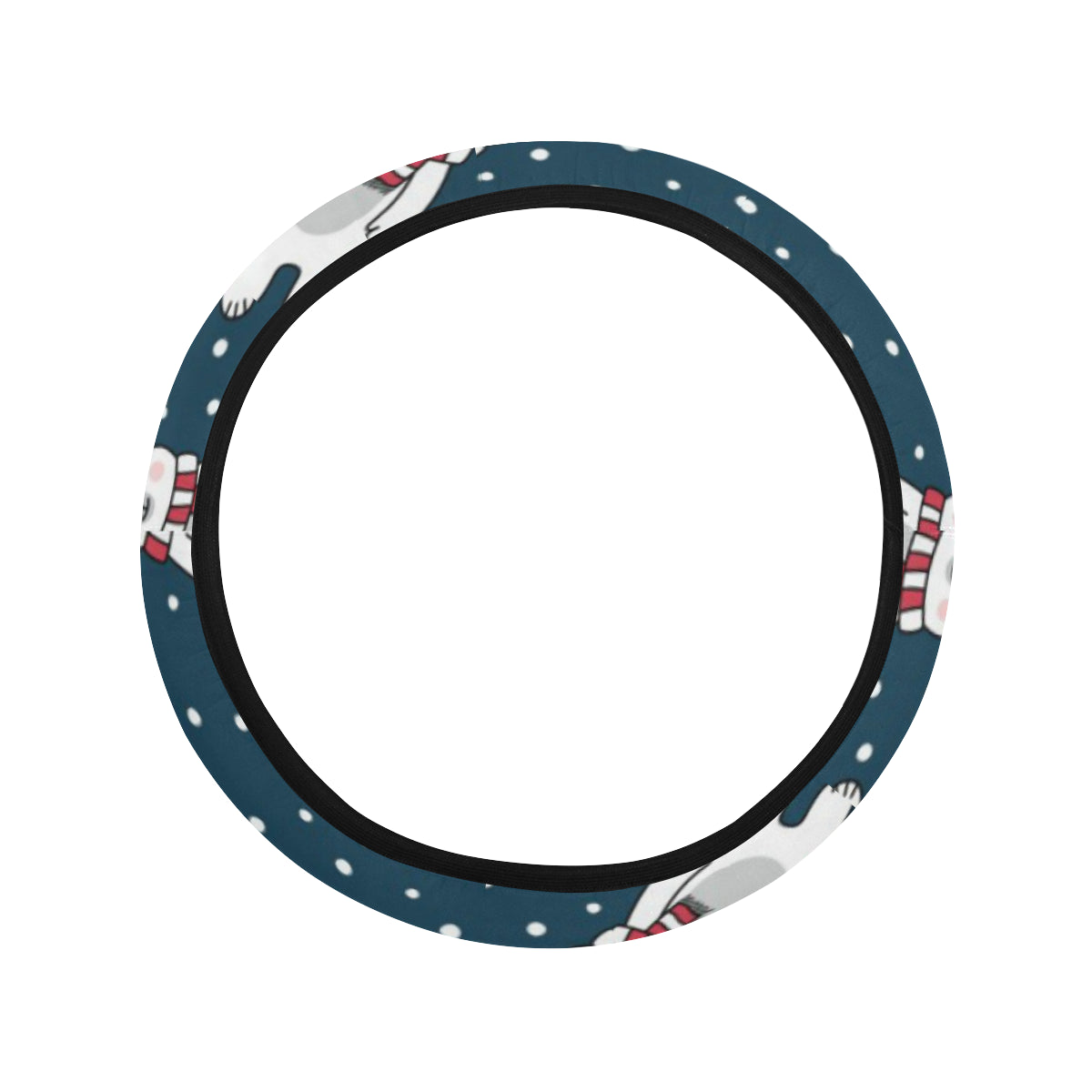 Polar Bear Pattern Print Design PB05 Steering Wheel Cover with Elastic Edge