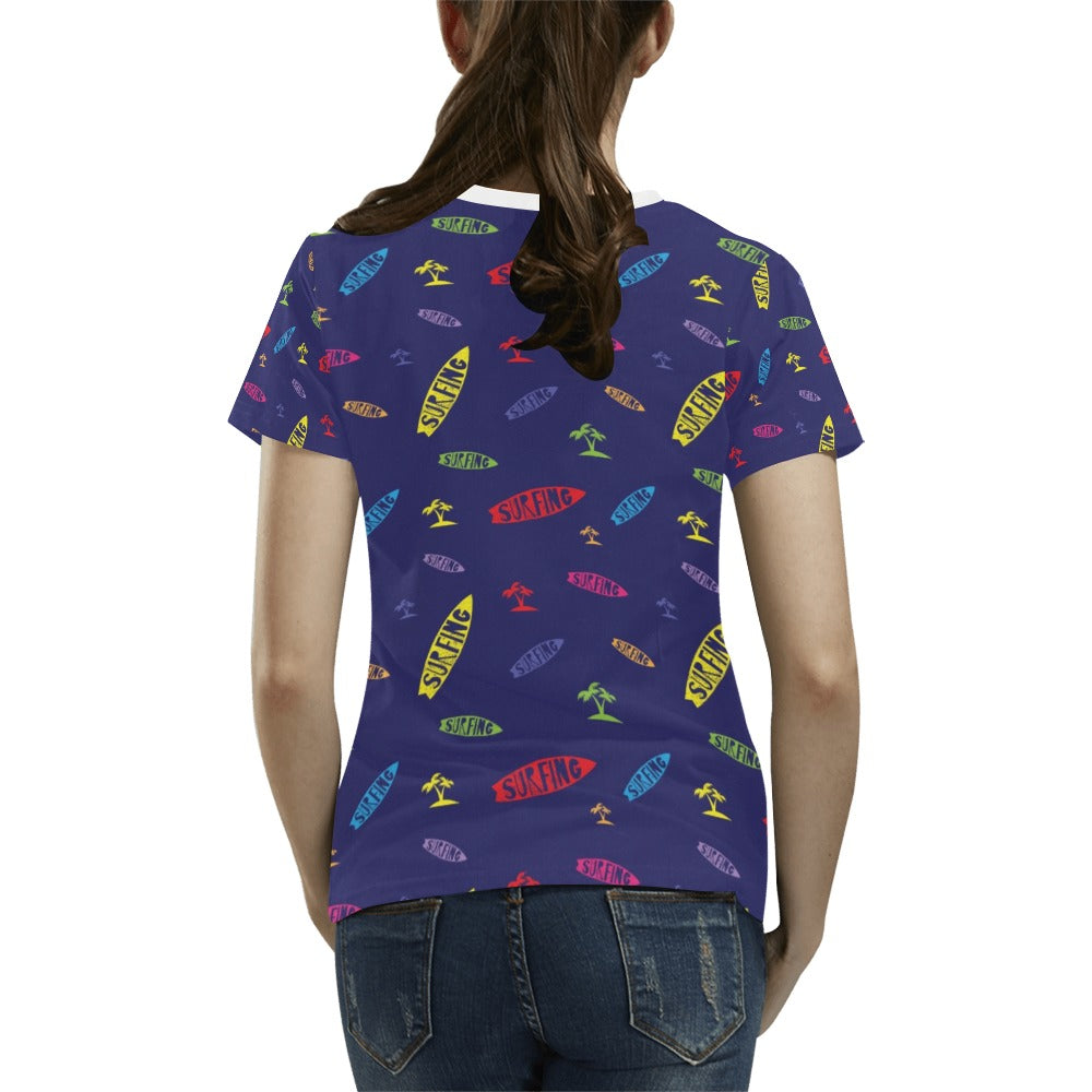 Surfboard Print Design LKS305 Women's T-shirt