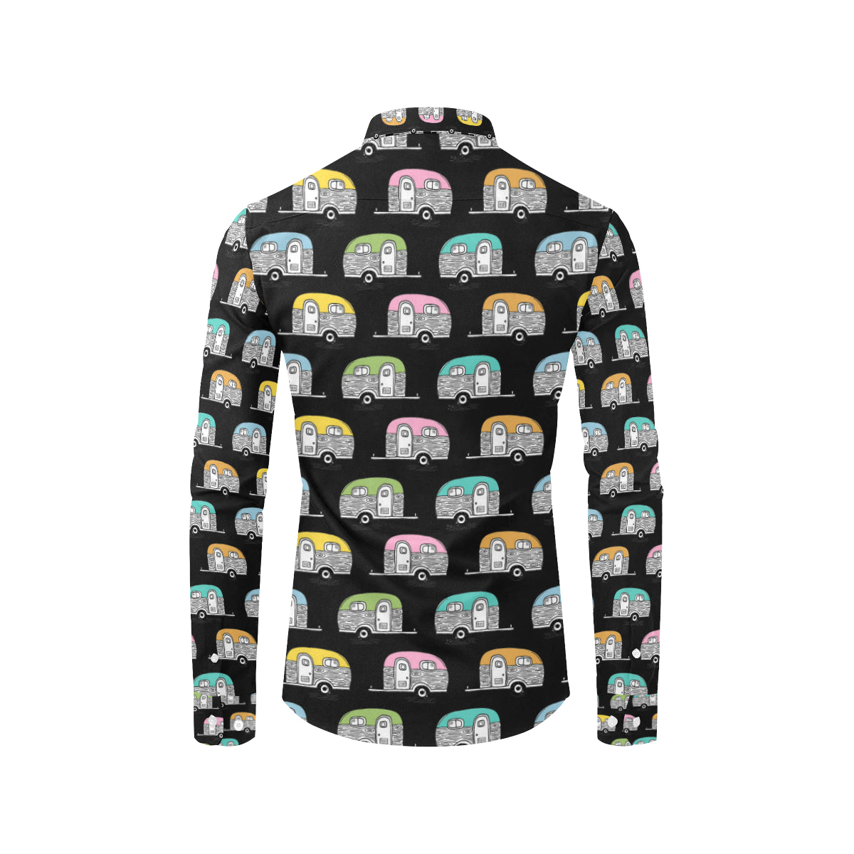 Camper Pattern Camping Themed No 2 Print Men's Long Sleeve Shirt