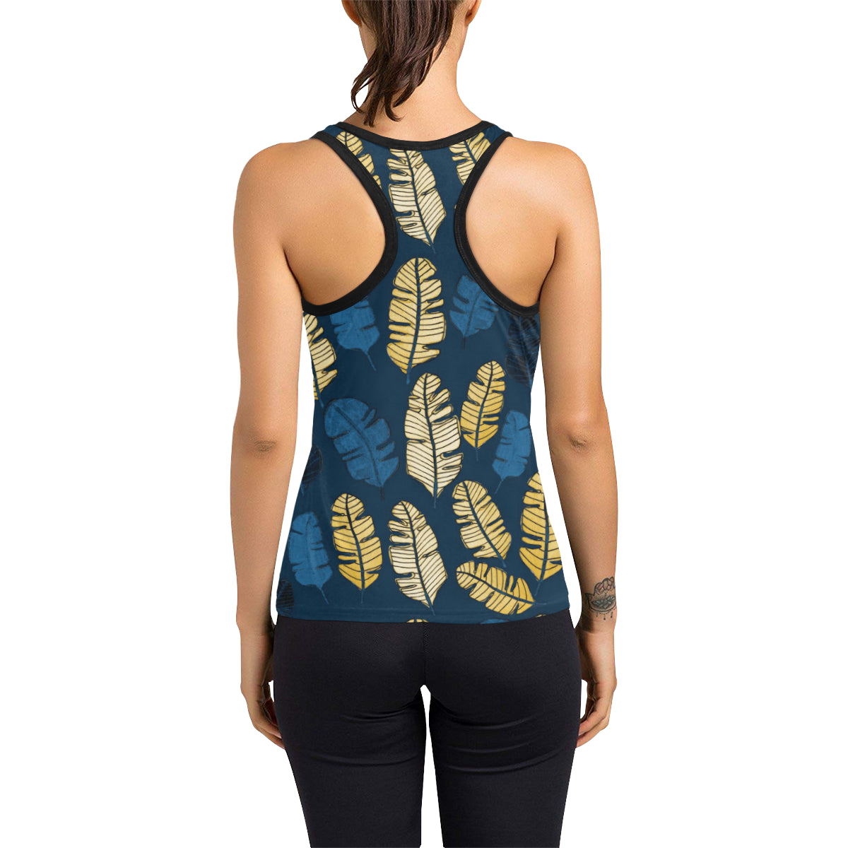 Banana Leaf Pattern Print Design BL09 Women's Racerback Tank Top