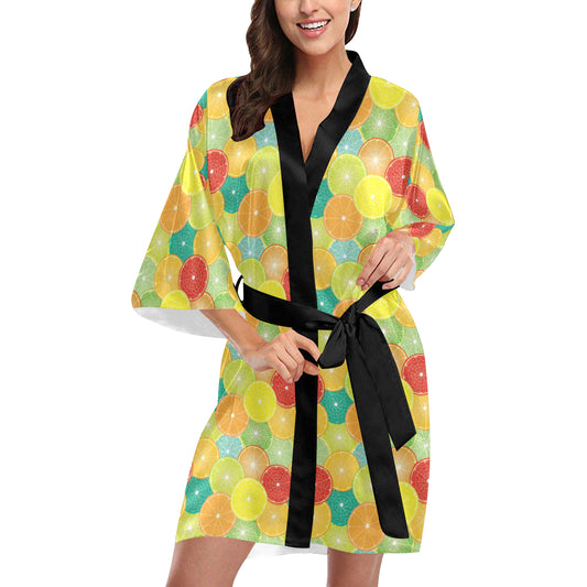 Citrus Pattern Print Design 01 Women's Short Kimono
