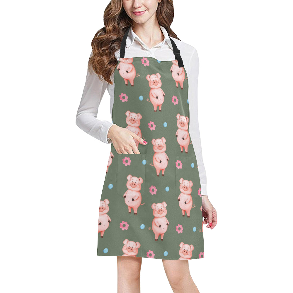 Pig Pattern Print Design 03 Apron with Pocket