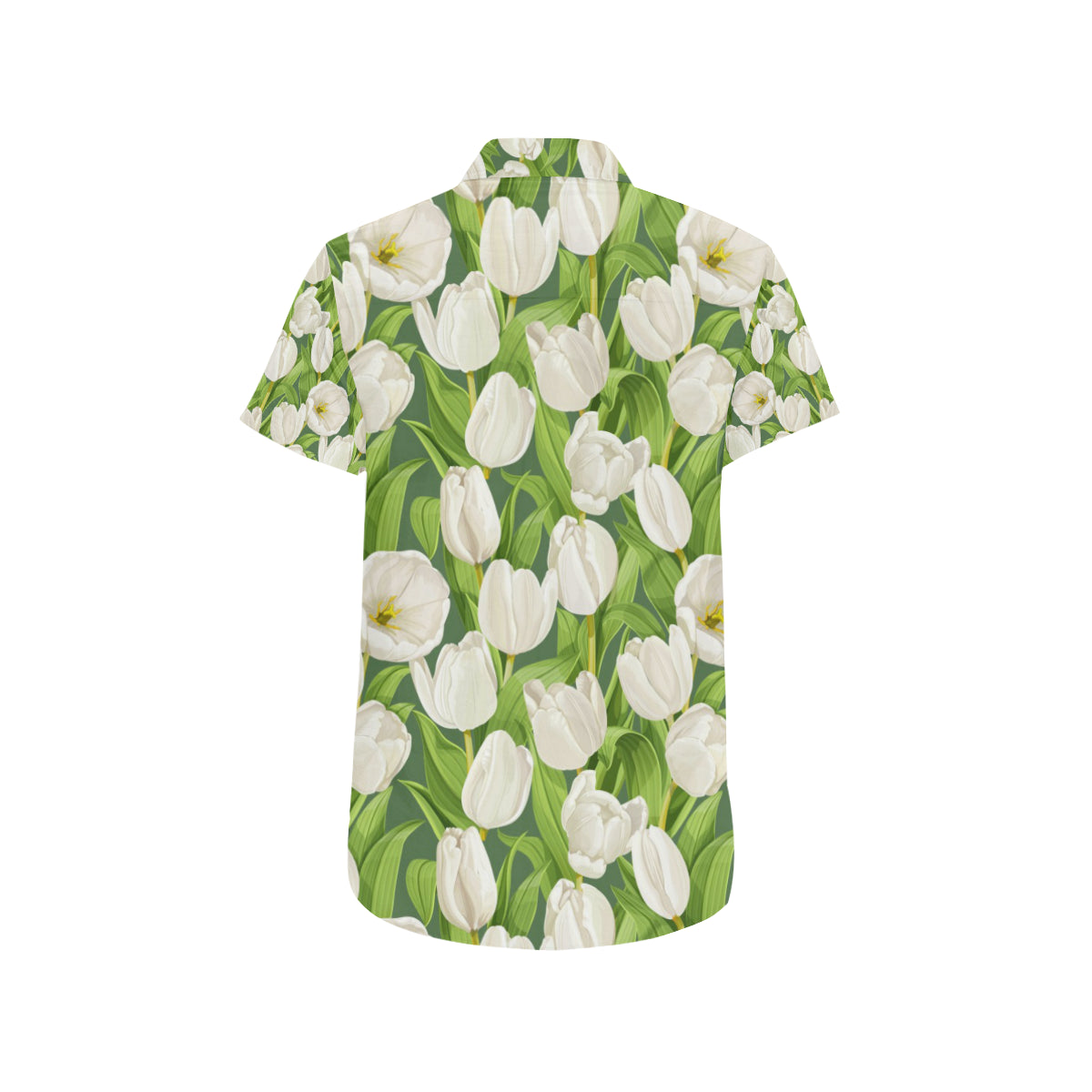 Tulip White Pattern Print Design TP05 Men's Short Sleeve Button Up Shirt