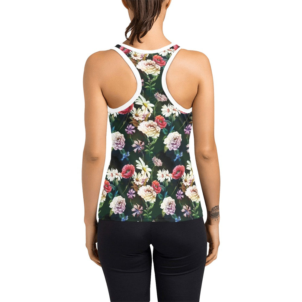 Summer Floral Print Design LKS303 Women's Racerback Tank Top