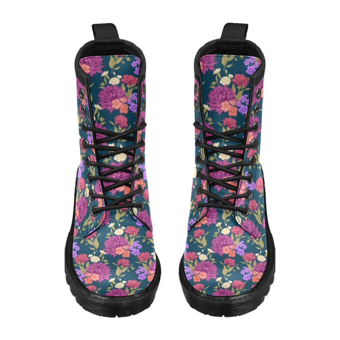 Dahlia Pattern Print Design DH01 Women's Boots