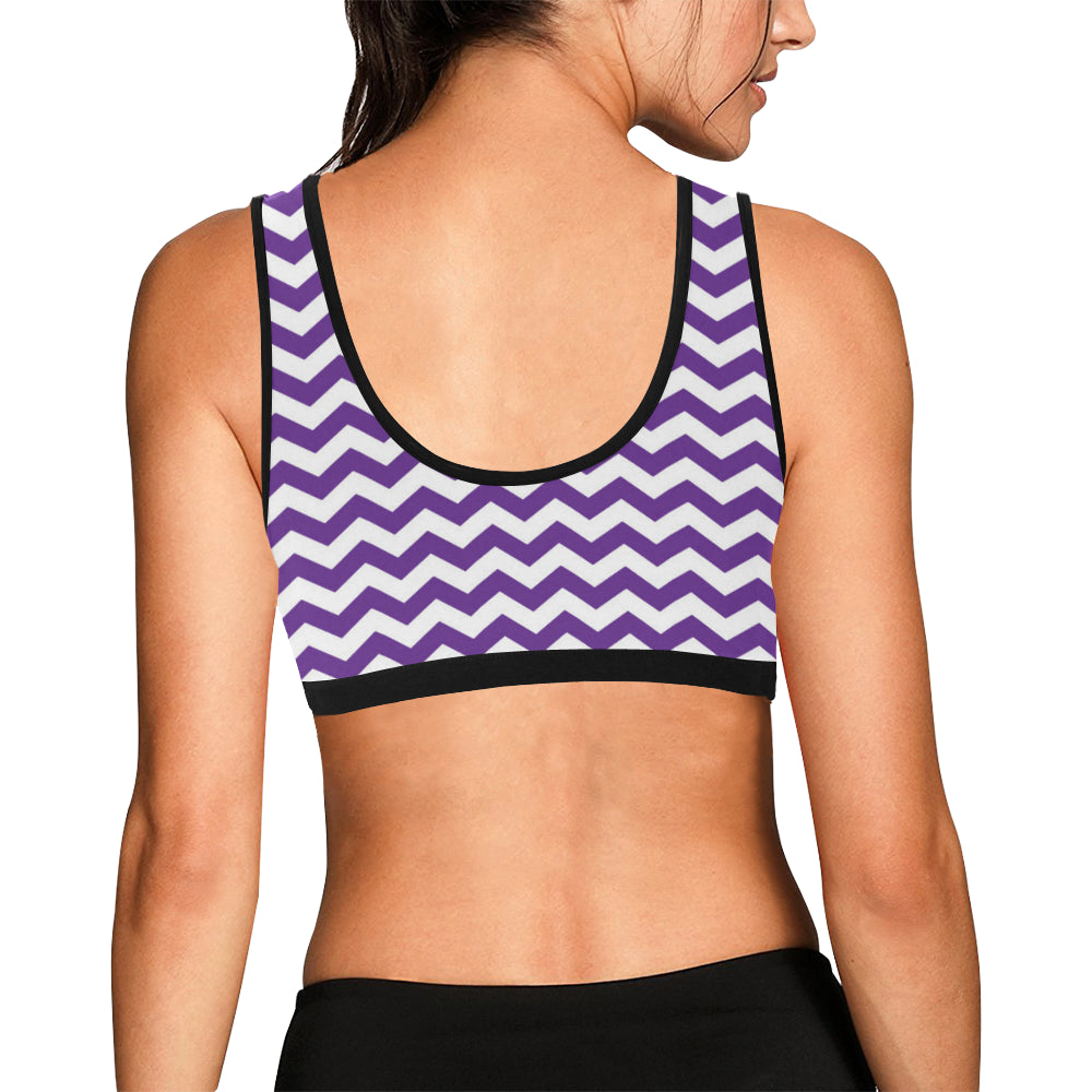 Chevron Purple Pattern Print Design 03 Sports Bra