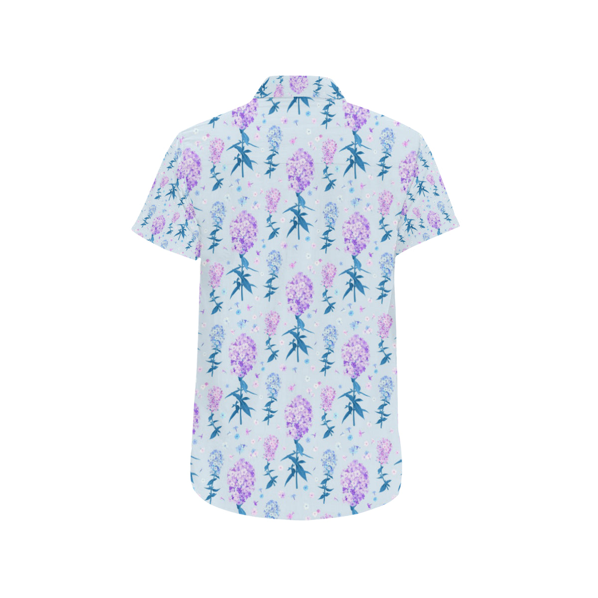 Lilac Pattern Print Design LI05 Men's Short Sleeve Button Up Shirt